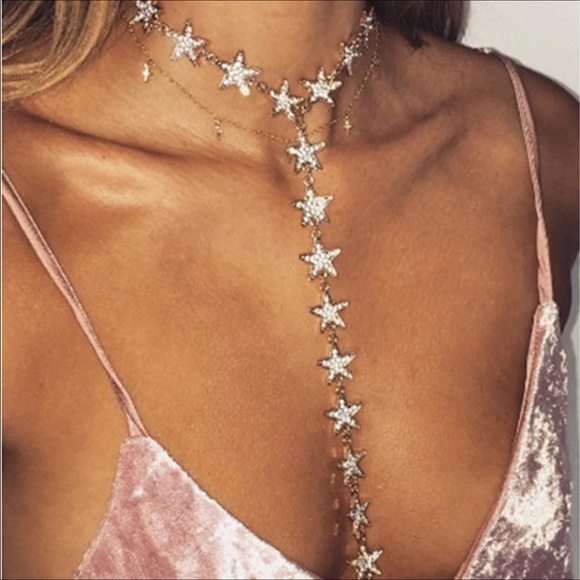 4 for $25🌺Boho Star Rhinestone Choker Necklace - Picture 2 of 9